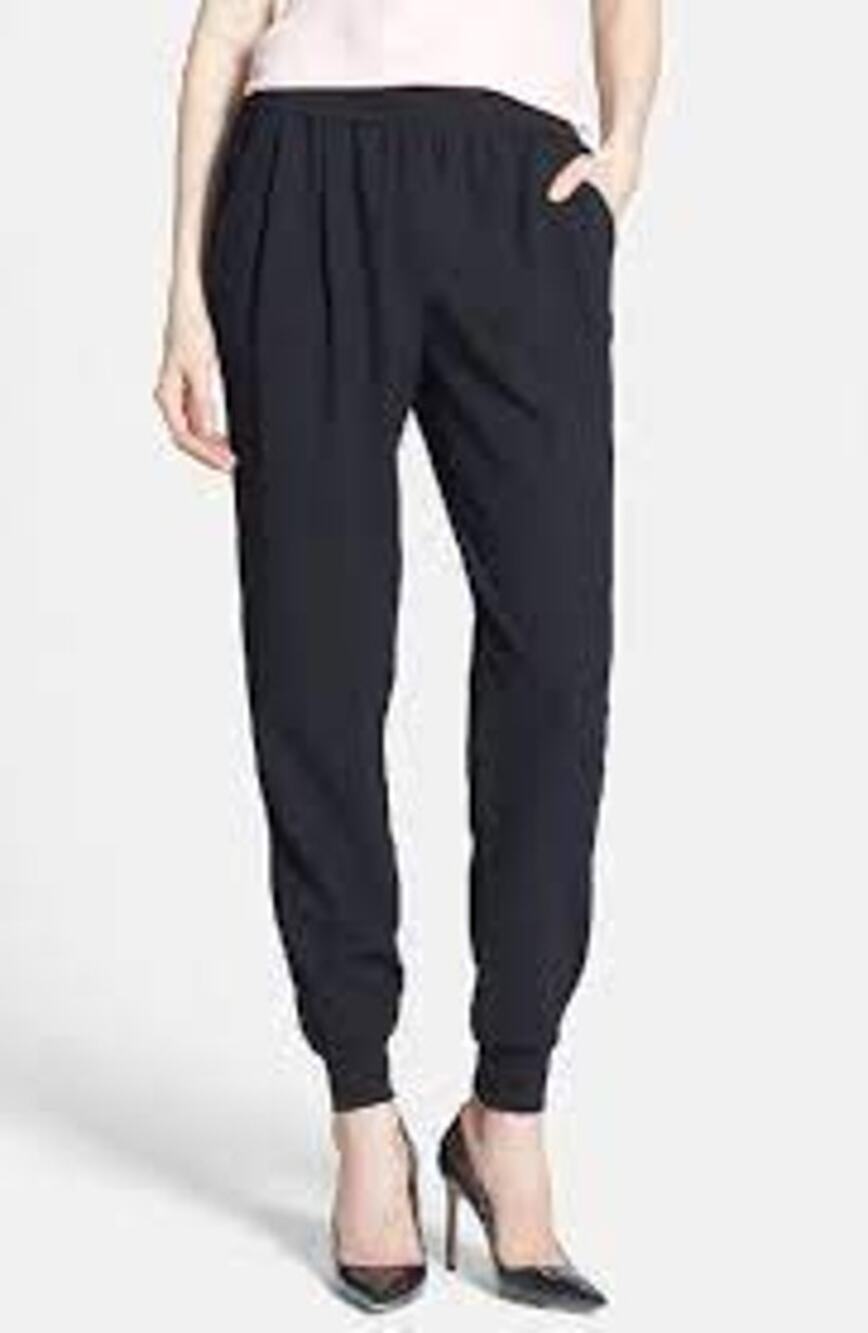 Joie Women's Black High Rise Marina Pull-On Tapered Pants in Caviar Size Medium